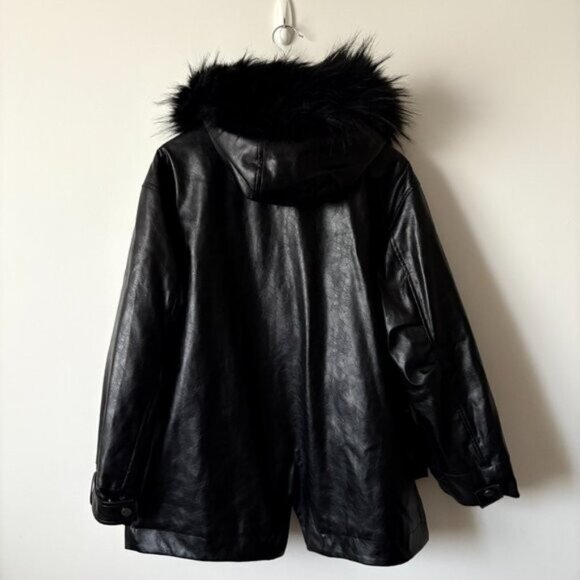 NWT Size L - Anthropologie Pilcro Faux-Leather Hooded Jacket (NWT US$ 178) - Picture 8 of 15
